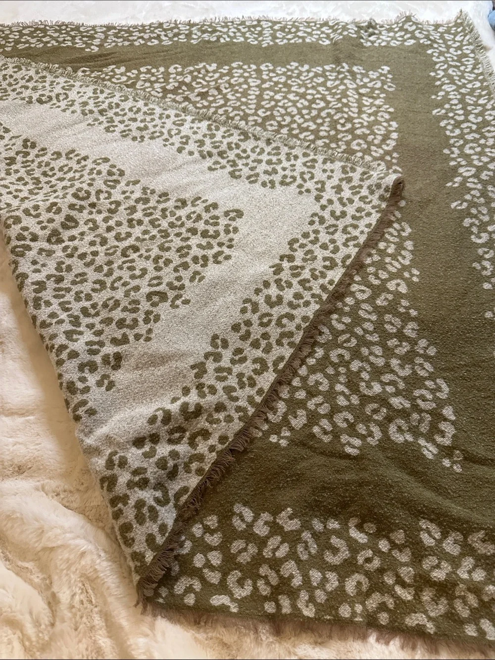 Madewell Olive brown and Cream Leopard Wrap Scarf